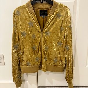 Sanctuary Crushed Velvet Star Bomber Jacket